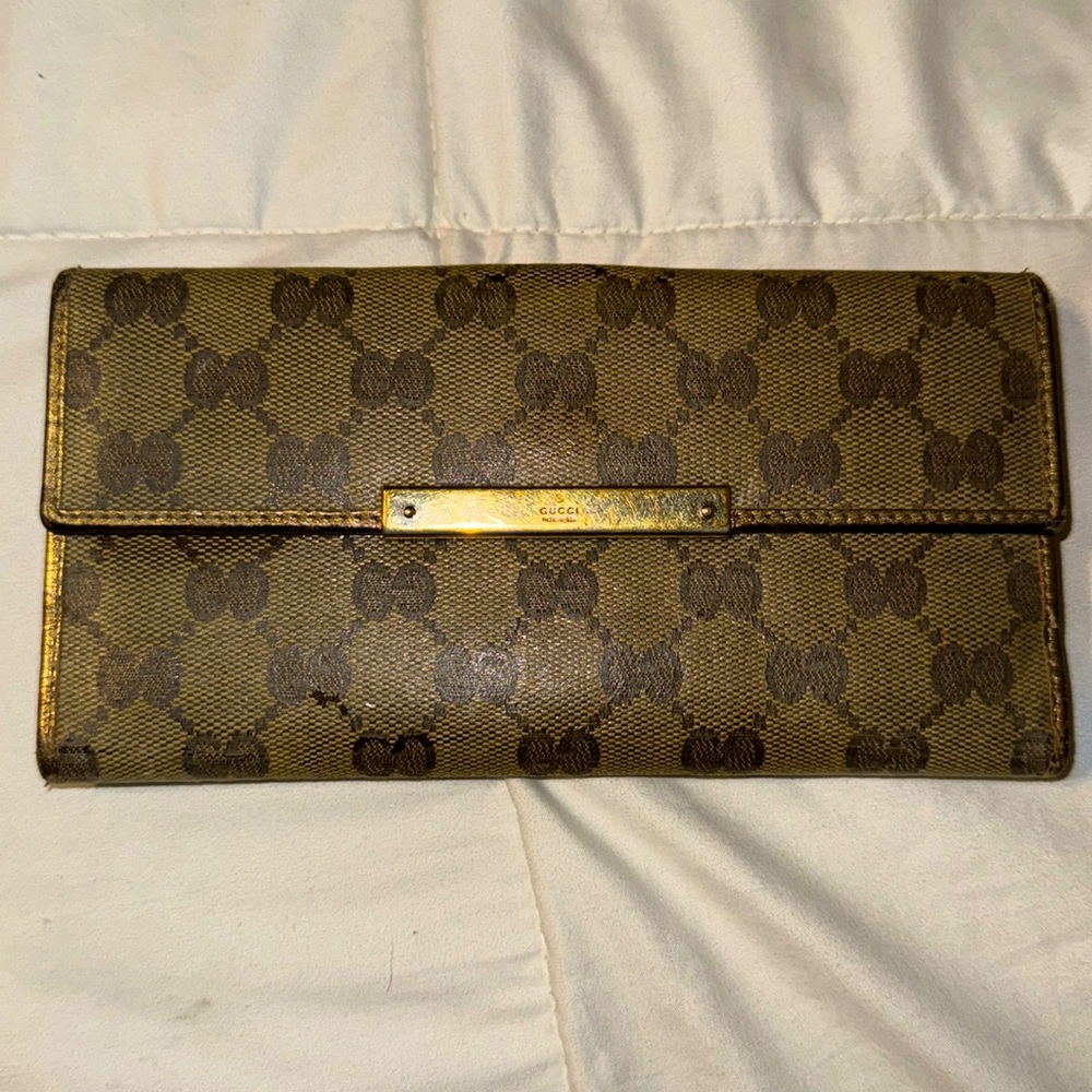 Gold canvas GUCCI WALLET